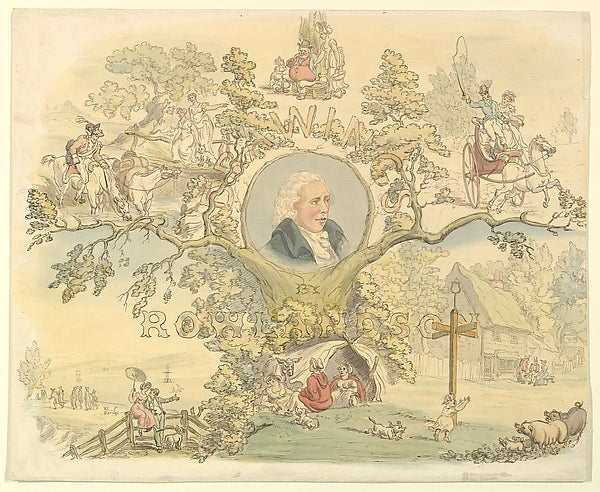 Design for a Titlepage in the Manner of Rowlandson 1858–1914-F,  Poster Print Wall Art