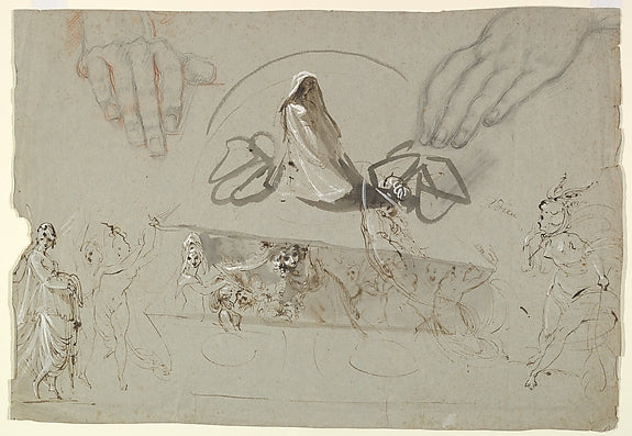 Studies of Fairies with a Pair of Hands  1784-William Lock the,  Poster Print Wall Art