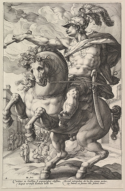 Marcus Curtius  from the series The Roman Heroes 1586-Hendrick, Poster Print