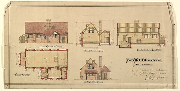 Parrish Hall at Bennington  Hertfordshire 1902-Ernest Geldart,  Poster Print Wall Art