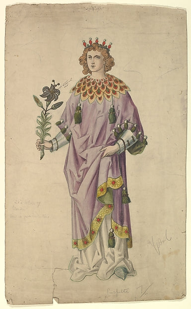 Gabriel Holding a Lily late 19th–early 20th cent-Ernest Geldar,  Poster Print Wall Art