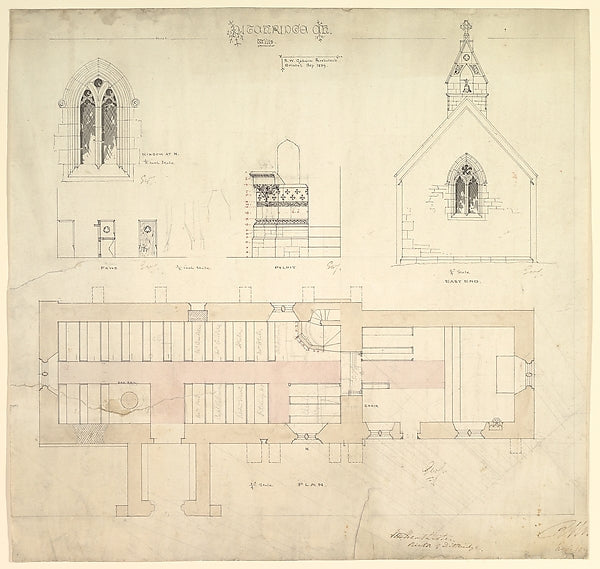 Designs for Ditteridge Church  Wiltshire 1859-Edward William G,  Poster Print Wall Art