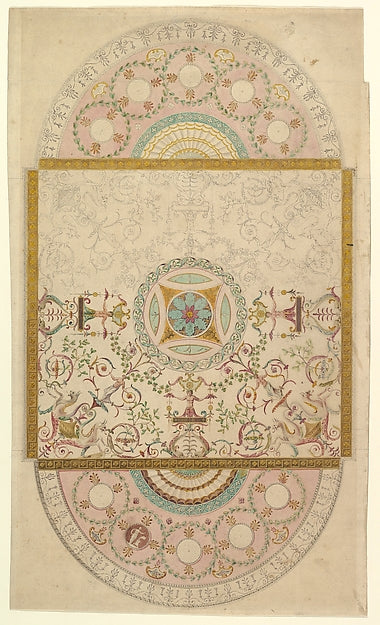 Design for a Ceiling with Square Central Compartment and Semic, Poster Print