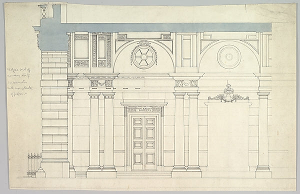 Somerset House  London -  Interior Section with Paired Columns a,  Poster Print Wall Art