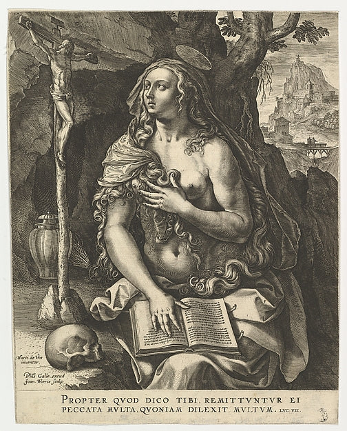 Mary Magdalen n.d.-After Maerten de Vos, Jan  Wierix ,  Poster Print