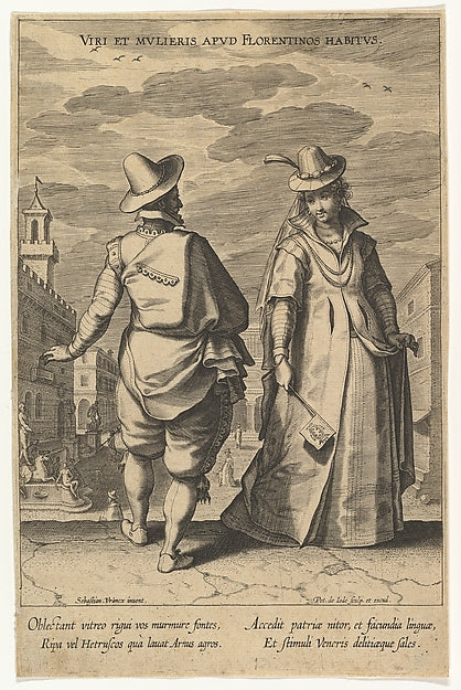 Viri et Mulieris apud Florentinos Habitus  from Fashions of Di,  Poster Print Wall Art