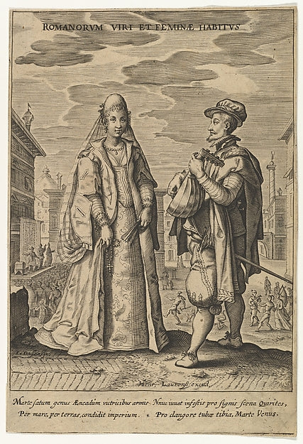 Romanorium Viri et Feminae Habitus  from Fashions of Different,  Poster Print Wall Art