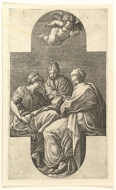 Giorgio Ghisi , After Francesco Primaticcio:Three Muses and-16x12"(A3) Poster