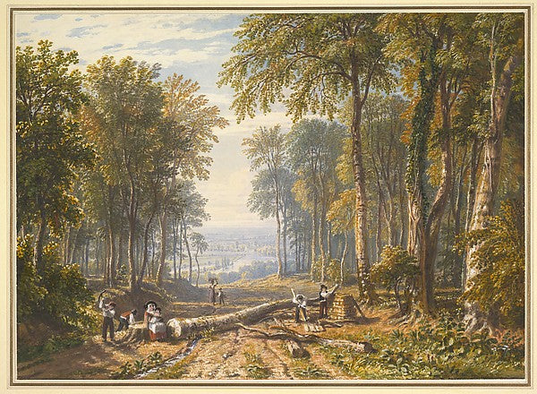 Woodcutters at Park Place  Henley  the River Thames Beyond c18,  Poster Print Wall Art