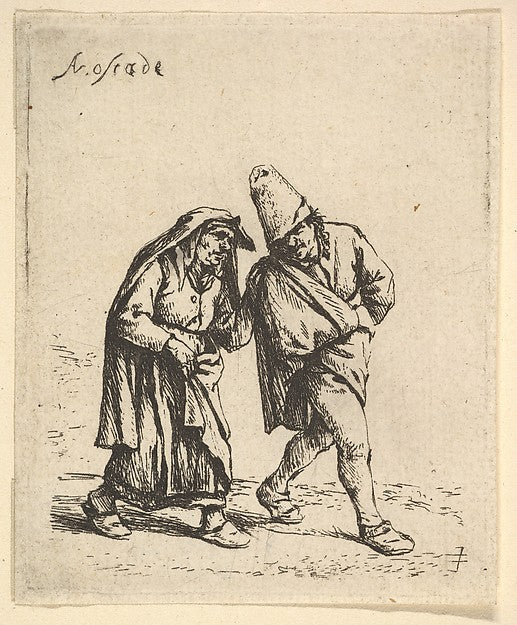 Man and Woman Walking 1610–85-Adriaen van Ostade ,  Poster Print
