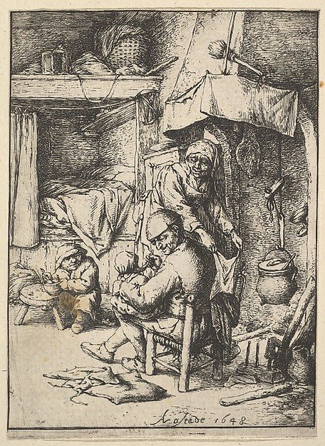 Father Feeding his Child 1610–85-Adriaen van Ostade ,  Poster Print