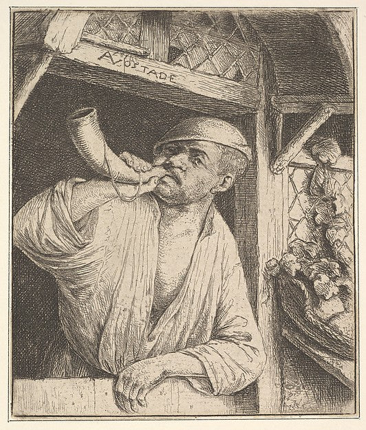 Baker Blowing Horn 1610–85-Adriaen van Ostade ,  Poster Print