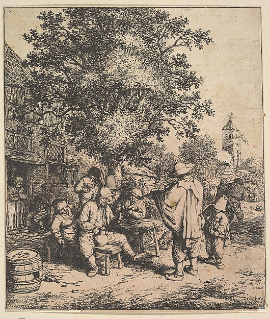 Violinist and Little Organgrinder 1610–85-Adriaen van Ostade ,  Poster Print