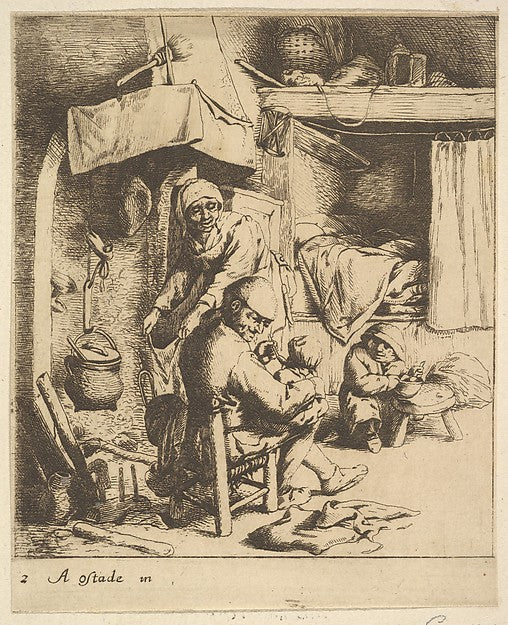 Father Feeding Child 1610–85-After Adriaen van Ostade ,  Poster Print