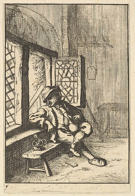 Man Sitting by a Window  1610–85-After Adriaen van Ostade ,  Poster Print