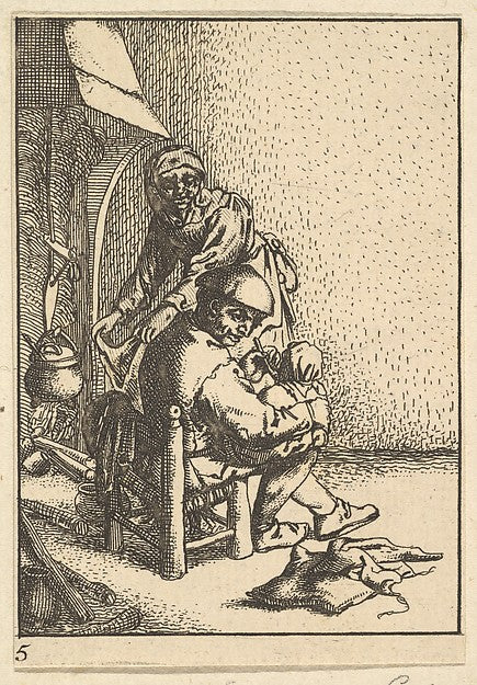 Father Feeding his Child 1610–85-After Adriaen van Ostade ,  Poster Print