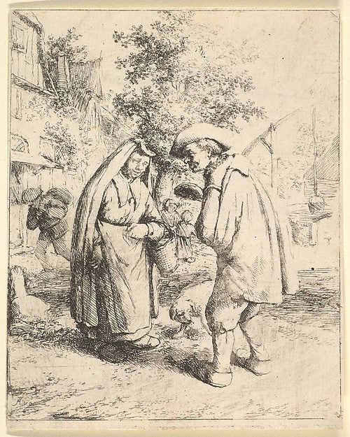 Man Talking to a Woman 1610–85-Adriaen van Ostade ,  Poster Print