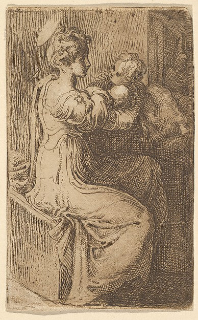 Virgin and Child 1527-1530-Parmigianino ,16x12"(A3)Poster