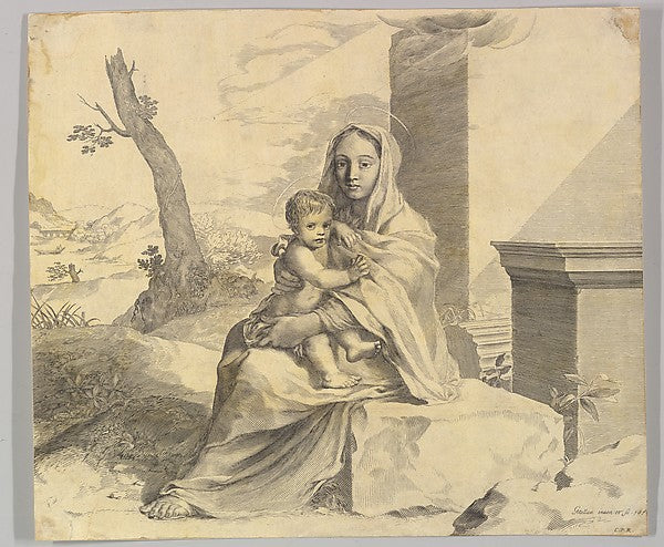 Virgin and Child Seated on a Rock  1659-Claude Mellan ,16x12"(A3)Poster