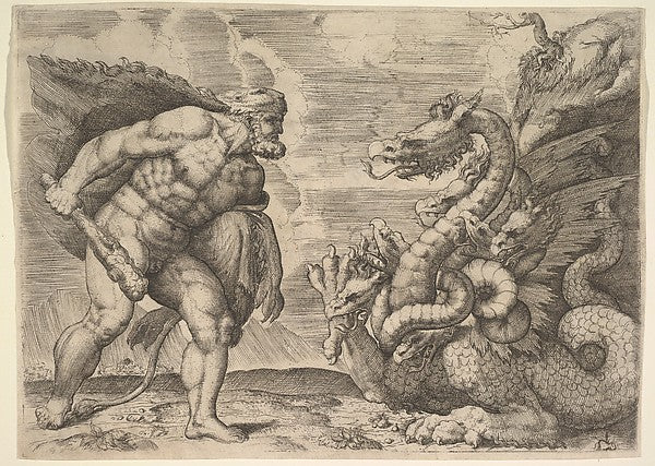Hercules and the Hydra of Lerna-Marco Angolo del Moro  c1537–a,  Poster Print Wall Art