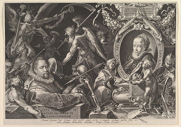 Portrait of Bartholomeus Spranger with an Allegory on the Deat, Poster Print