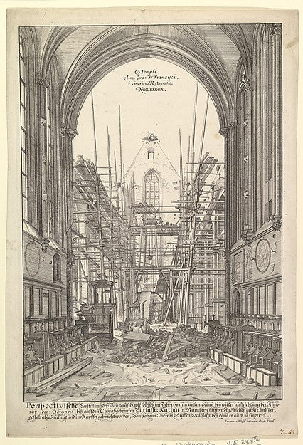 View of the Church of the Franciscans in Nuremberg under Recon, Poster Print
