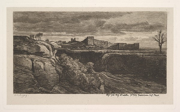 Ruins of the Chateau of Crèmieux  1850-Charles-François Daubig,  Poster Print Wall Art