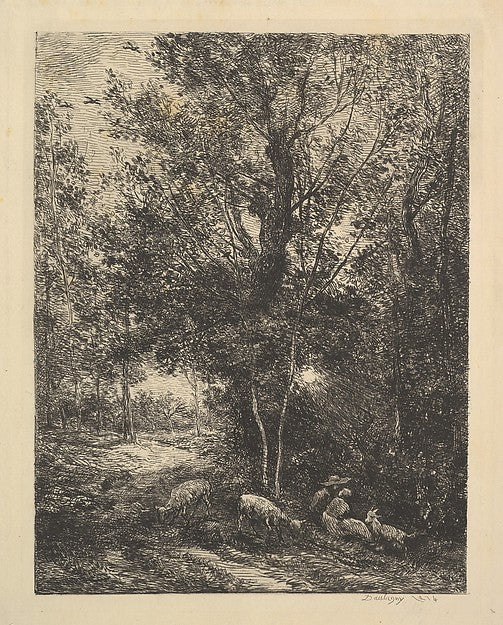 Shepherd and Shepherdess 1874-Charles-François Daubigny,  Poster Print Wall Art