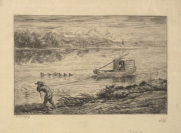 The Cabin Boy Tows the Boat 1861-Charles-François Daubigny,  Poster Print Wall Art