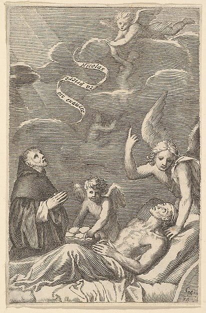 St. Nicolas Praying for a Dying Man-Claude Mellan ,  Poster Print