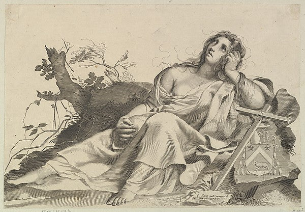 Mary Magdalen Meditating-Claude Mellan ,  Poster Print