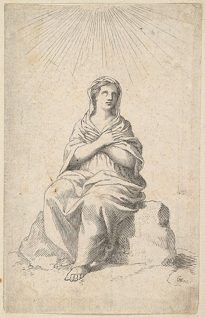 Seated Woman  Arms Crossed in Prayer-Claude Mellan ,  Poster Print
