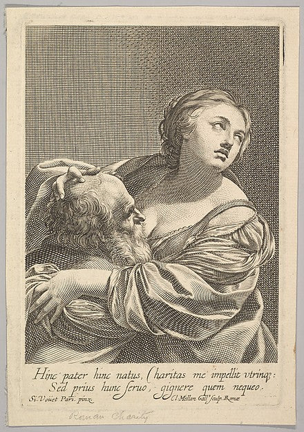Roman Charity -Claude Mellan, After Simon Vouet ,  Poster Print