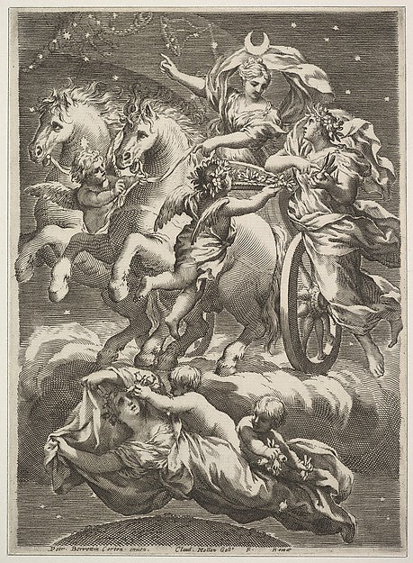 Diana in Her Chariot  1633-Claude Mellan, After Pietro da Cort,  Poster Print