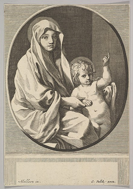 Virgin and Child-Gerard Valck, After Claude Mellan ,16x12"(A3)Poster