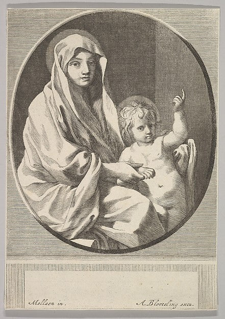 Virgin and Child-Abraham Blooteling, After Claude Mellan ,16x12"(A3)Poster