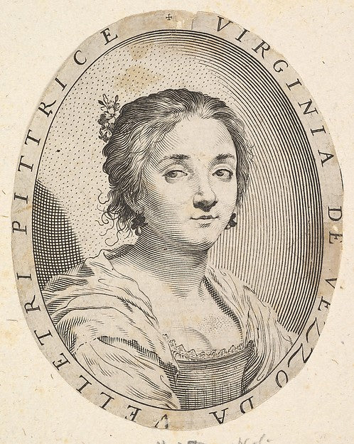 Virginia da Vezzo  Wife of Simon Vouet 1626-Claude Mellan ,  Poster Print Wall Art