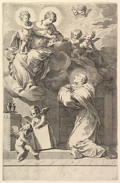 Saint Bernard Kneeling before the Virgin and Child 1640-Claude,  Poster Print