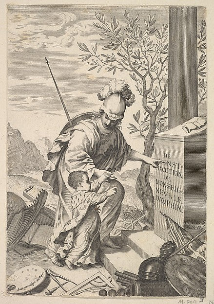 Minerva Instructs the Dauphin 1640-Claude Mellan ,  Poster Print Wall Art