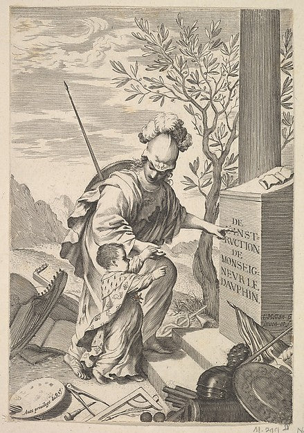 Minerva Instructs the Dauphin 1640-Claude Mellan ,16x12