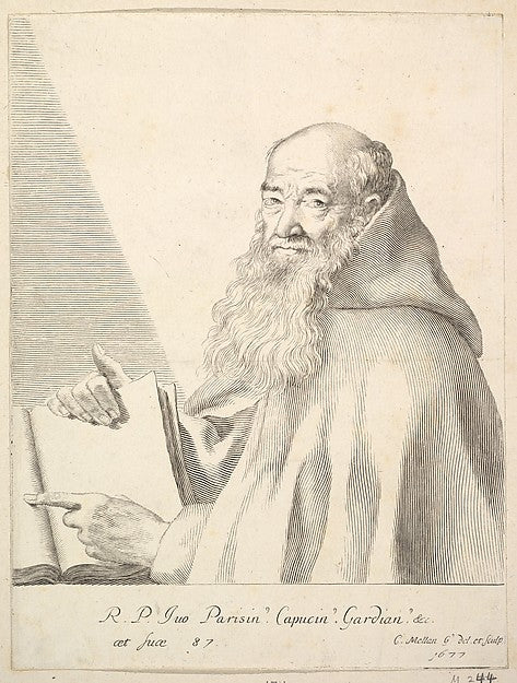 Portrait of Le Père Yves 1677-Claude Mellan ,16x12