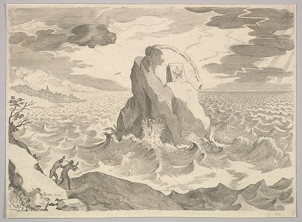Allegory Against the Pelagian Heresy  17th cent-Claude Mellan ,  Poster Print Wall Art