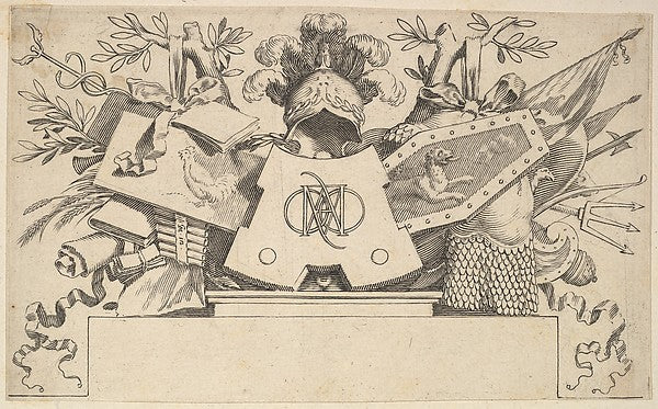 Trophy with Monogram Containing the Letters of  LEONARDOS 1651,  Poster Print Wall Art