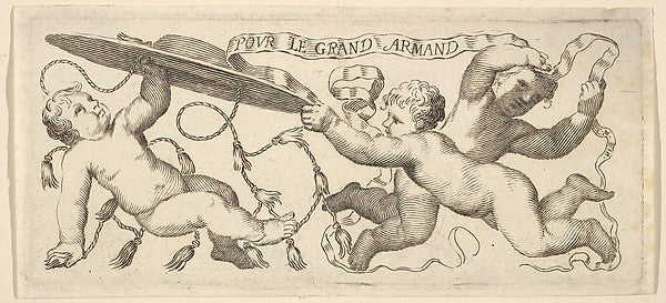 Headband: Two Infants with a Cardinal's Hat  a Third with a Ba,  Poster Print