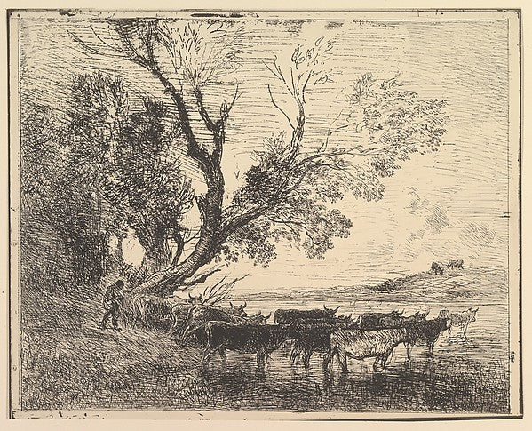 Cattle Crossing at the Ford [1862] reprinted 1921-Charles-Fran,16x12"(A3)Poster