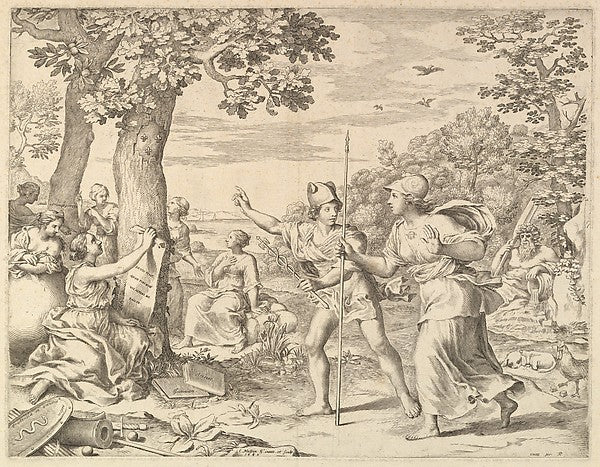 Allegory on Good Government in France 1685-Claude Mellan ,16x12