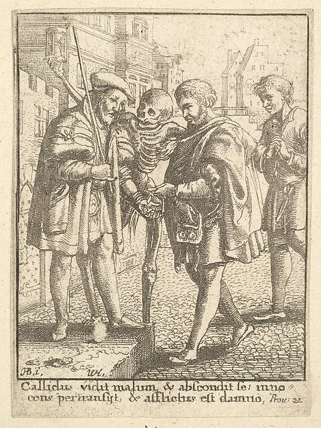The Advocate and Death  from the Dance of Death 1651-After Han,  Poster Print Wall Art