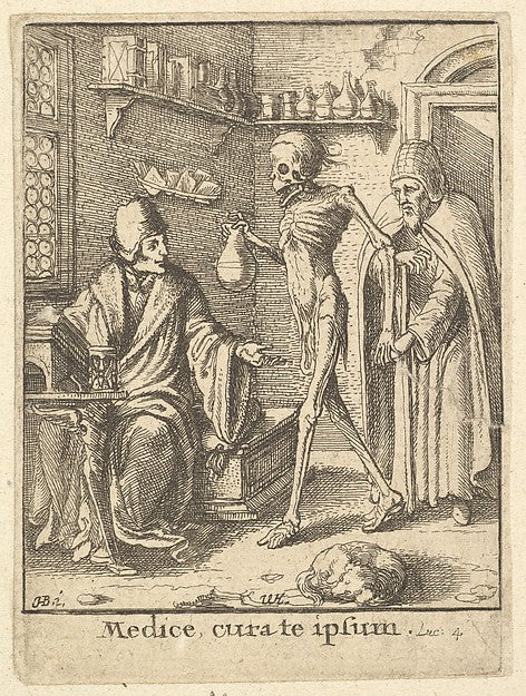 Doctor  from the Dance of Death 1651-After Hans Holbein the Yo,  Poster Print Wall Art