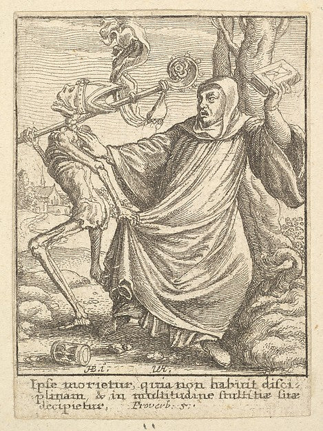 Abbot  from the Dance of Death 1651-After Hans Holbein the You,  Poster Print Wall Art