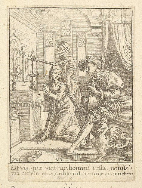 The Nun  from the Dance of Death 1651-After Hans Holbein the Y,  Poster Print Wall Art